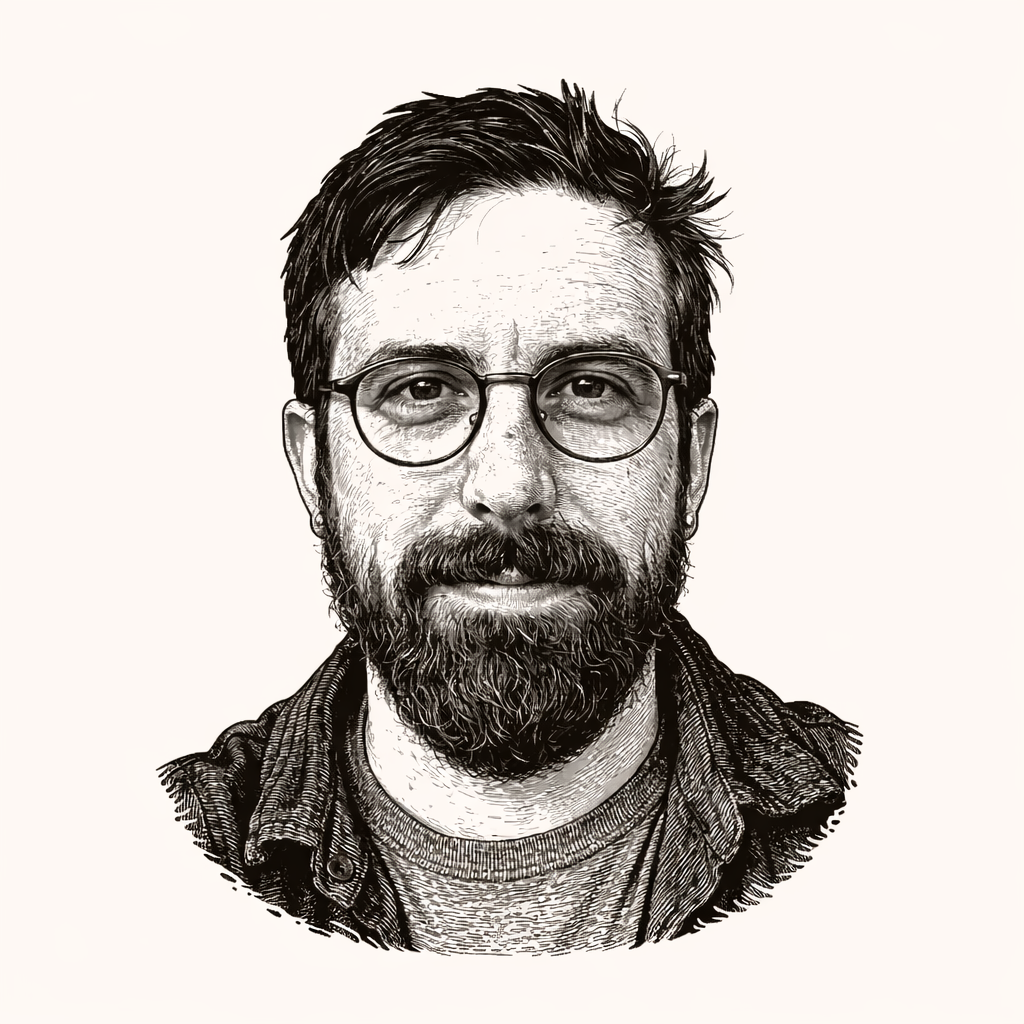 An illustrated portrait of the website author.